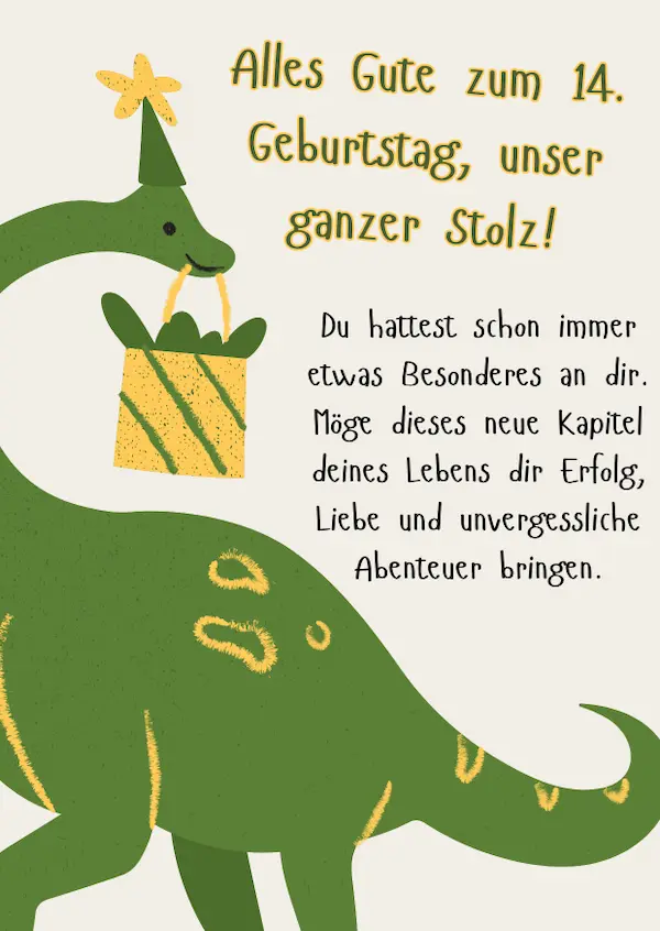 Herzliche Glückwünsche zum 14 Geburtstag